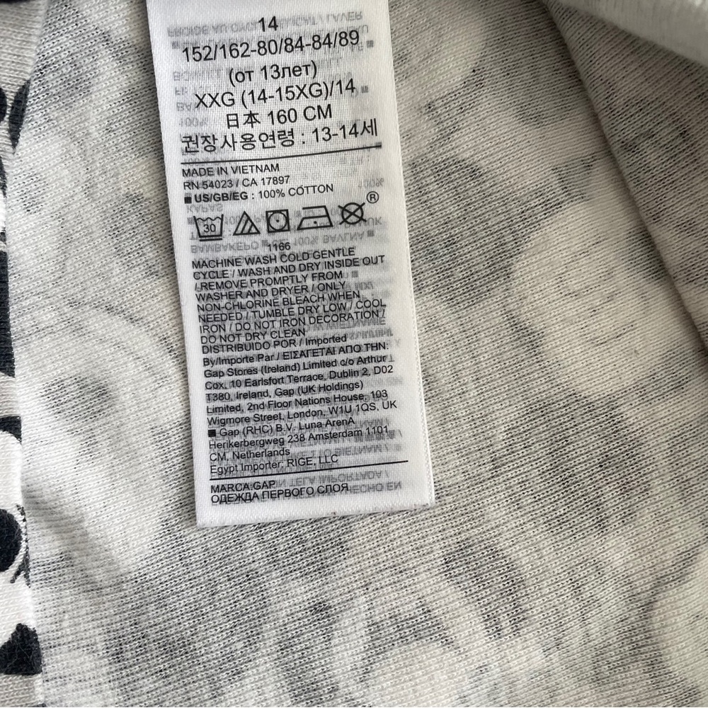 Gap Kids Mickey Mouse Cotton PJ Set Size 14 Boy in Black White Grey - Picture 4 of 5
